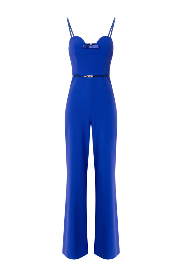 Jumpsuit in crêpe fabric with satin bow - Elisabetta Franchi® Outlet