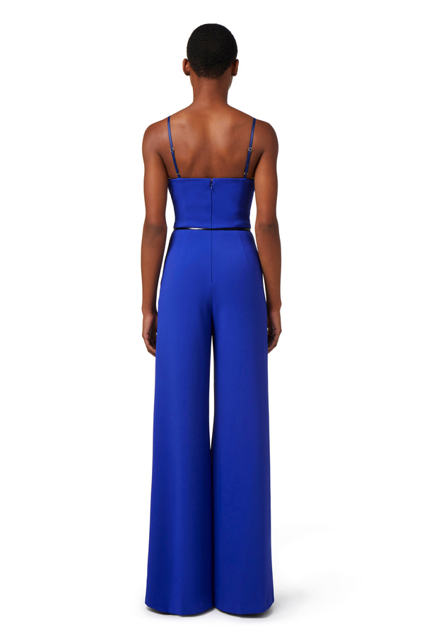 Jumpsuit in crêpe fabric with satin bow - Elisabetta Franchi® Outlet