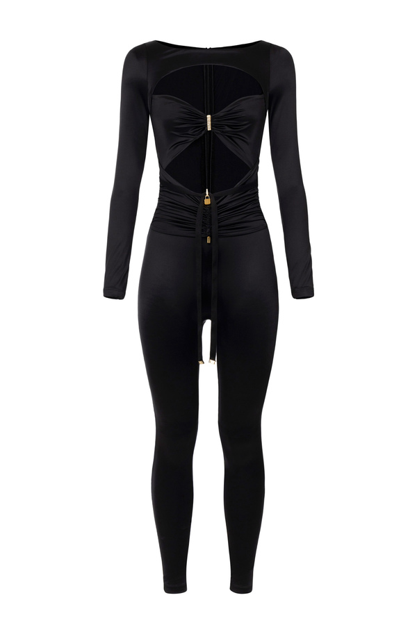 Tuta in lycra lucida con cut out - Elisabetta Franchi® Outlet
