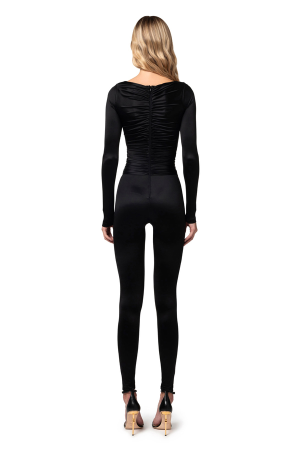 Tuta in lycra lucida con cut out - Elisabetta Franchi® Outlet