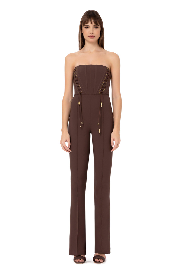 Bustier jumpsuit with criss-cross pattern - Elisabetta Franchi® Outlet