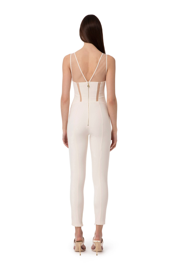 Bustier jumpsuit with tulle inserts - Elisabetta Franchi® Outlet