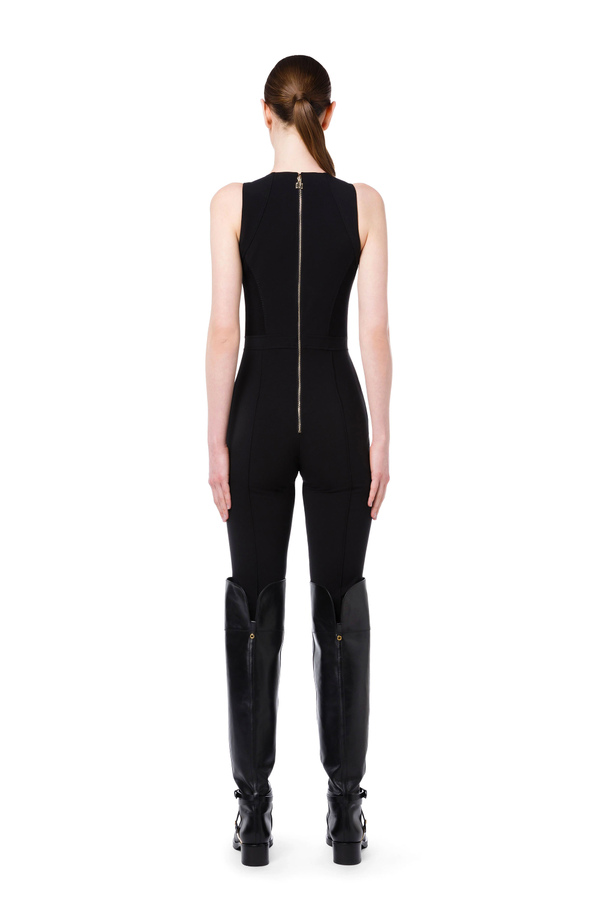 Skinny one-piece jumpsuit with golden stirrups by Elisabetta Franchi - Elisabetta Franchi® Outlet