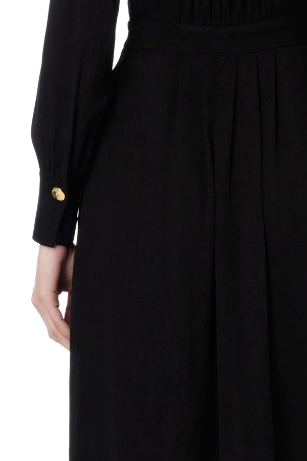 Georgette shirt-dress with logo plaques - Elisabetta Franchi® Outlet
