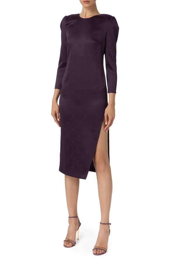 Midi-Kleid aus Jacquard-Satin - Elisabetta Franchi® Outlet