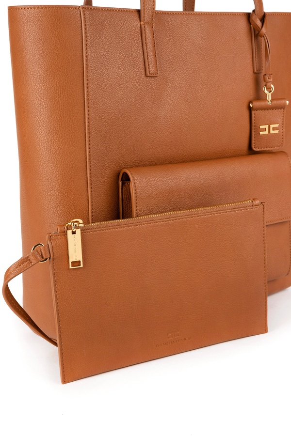 Large shopper bag with maxi pocket - Elisabetta Franchi® Outlet