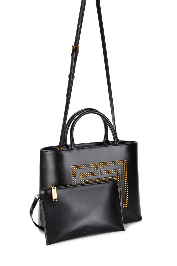 Shopper con logo borchiato - Elisabetta Franchi® Outlet
