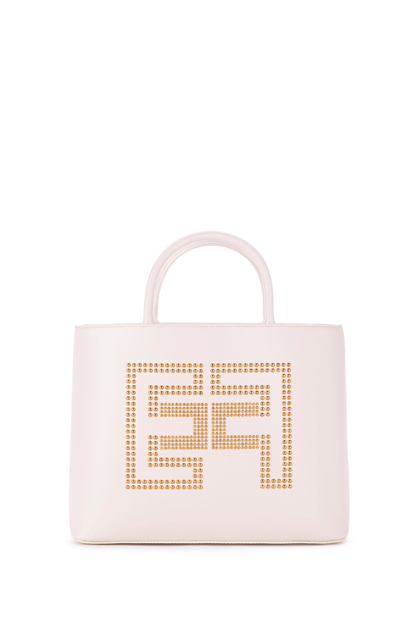 Bolso shopper con logo tachonado - Elisabetta Franchi® Outlet