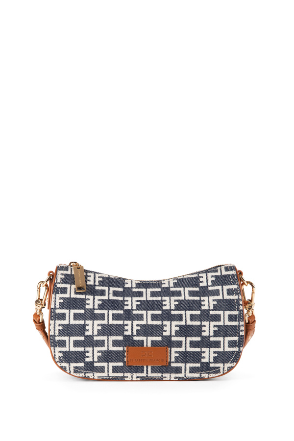Small hobo bag in logoed denim - Elisabetta Franchi® Outlet