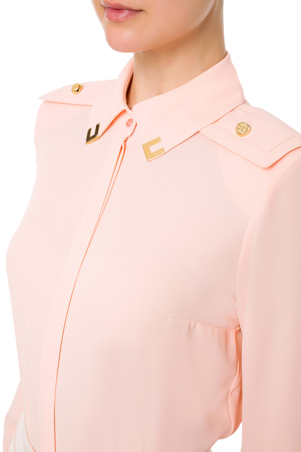 Elisabetta Franchi blouse with logoed collar - Elisabetta Franchi® Outlet
