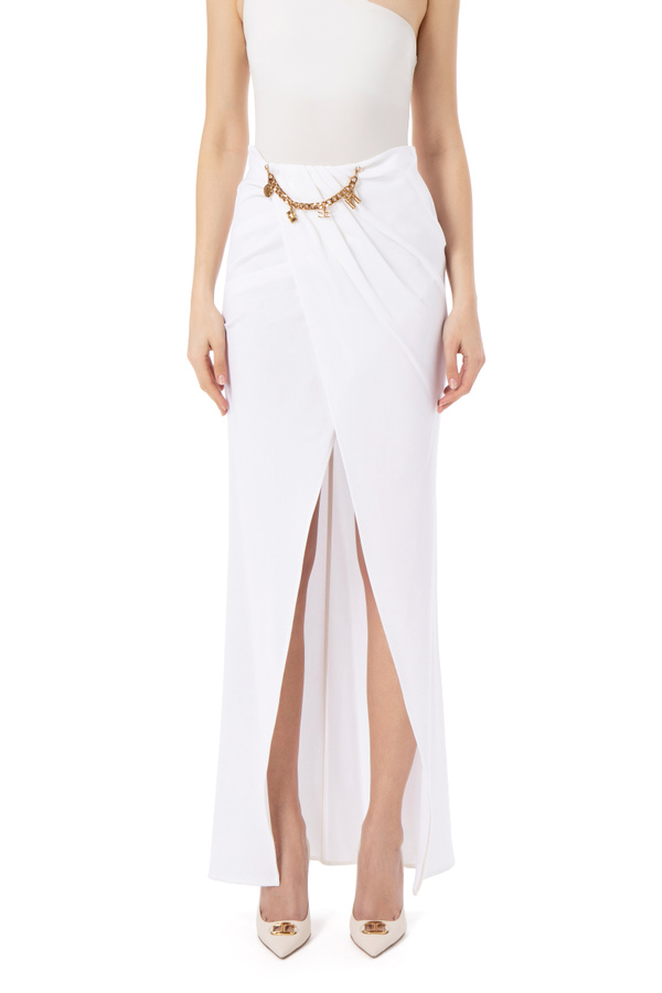 Wraparound long skirt with charms - Elisabetta Franchi® Outlet