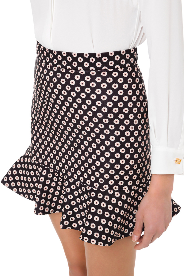 Miniskirt with flower polka dots - Elisabetta Franchi® Outlet