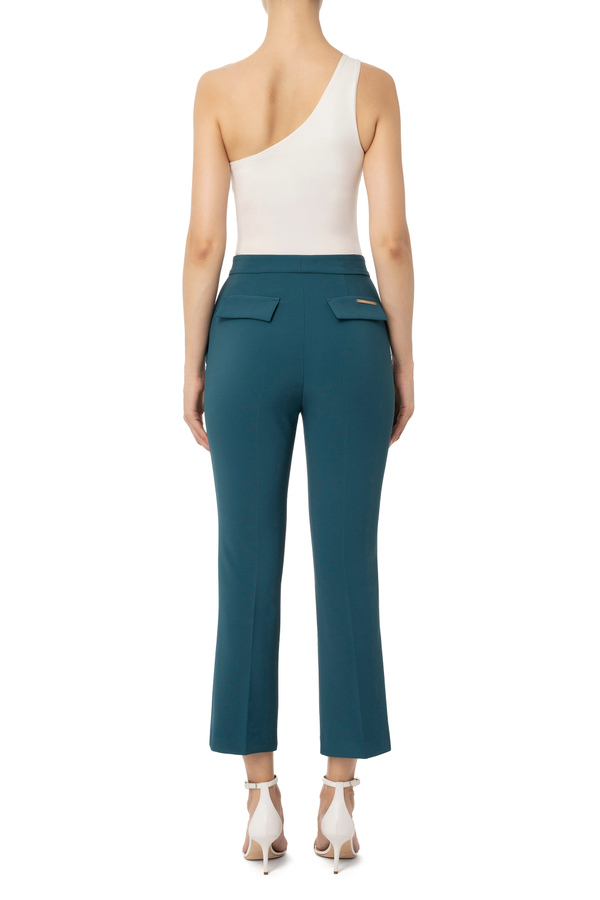 Pantalon en double crêpe stretch à la coupe cintrée - Elisabetta Franchi® Outlet