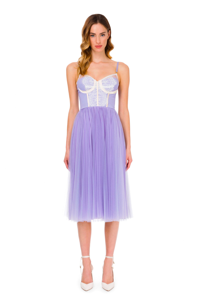 Longuette dress with lace - Long Dresses | Elisabetta Franchi® Outlet