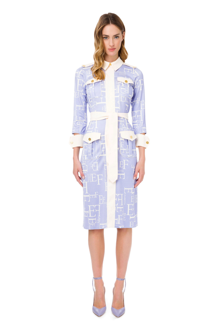 Shirt dress with printed lettering - Long Dresses | Elisabetta Franchi® Outlet
