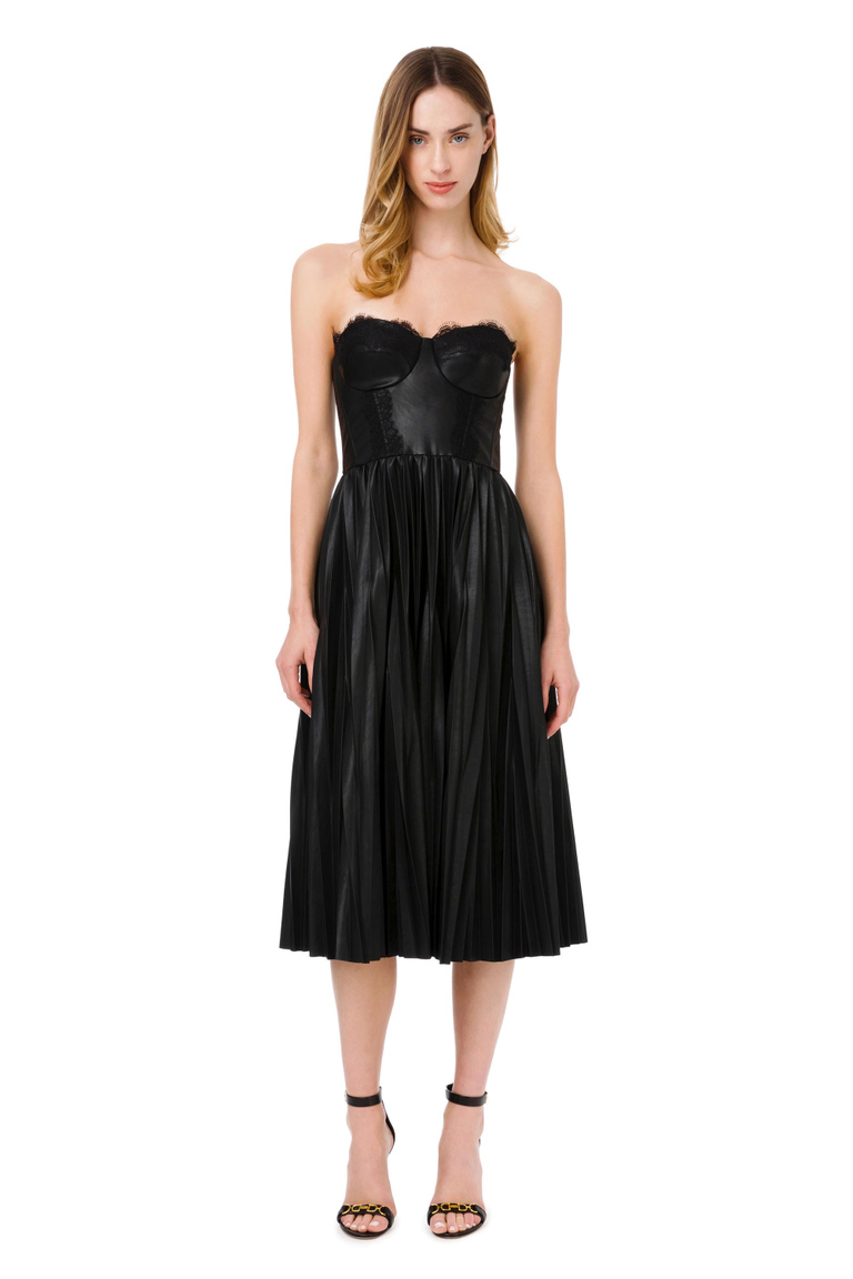 Dress with sweetheart neckline and pleats - Midi Dress | Elisabetta Franchi® Outlet