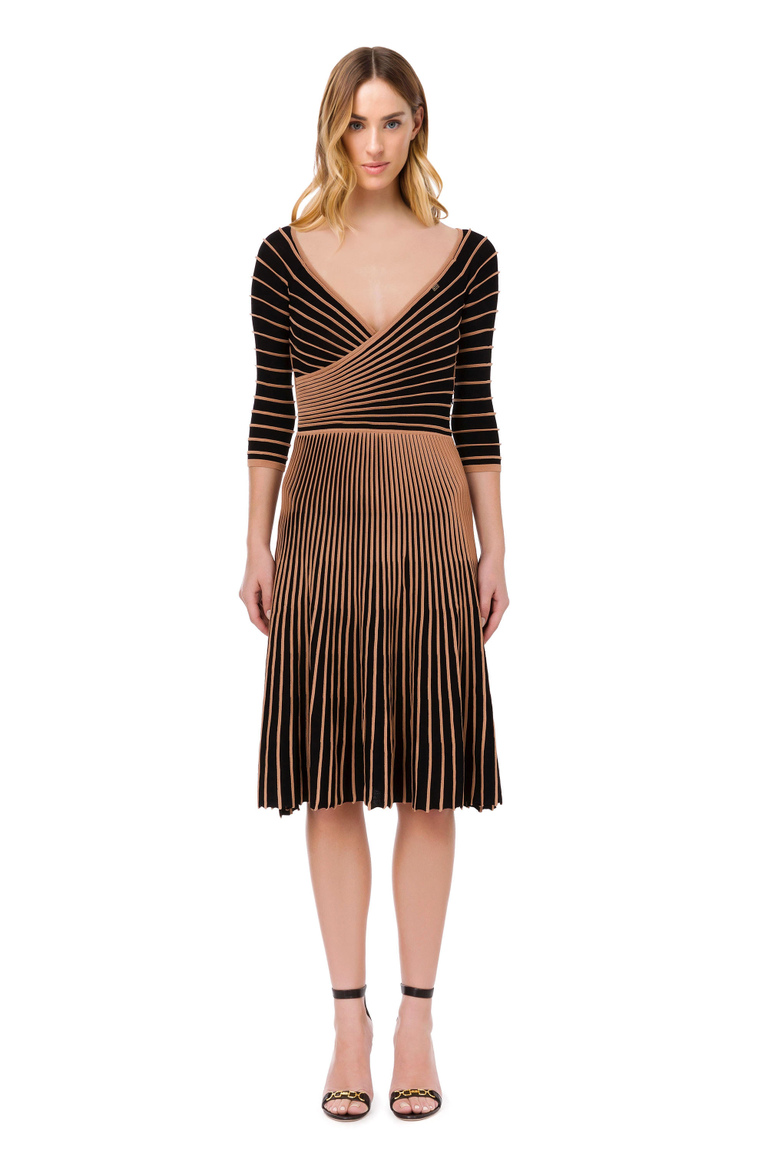 Knitted dress with ribbing - Knitted Dresses | Elisabetta Franchi® Outlet