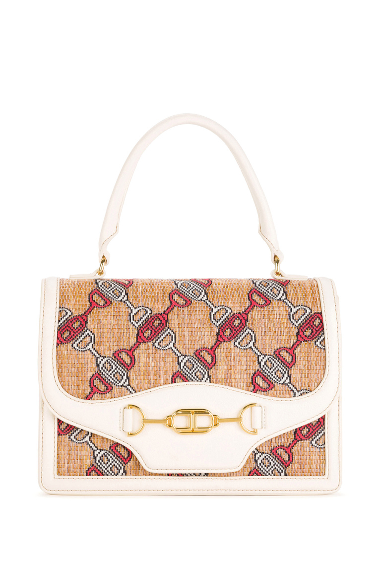 Medium jacquard bag with horse bit print - Hand Bags | Elisabetta Franchi® Outlet