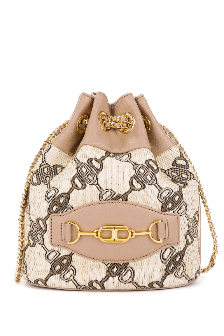 Jacquard bucket bag with horse bit print - Bags and Accessories | Elisabetta Franchi® Outlet