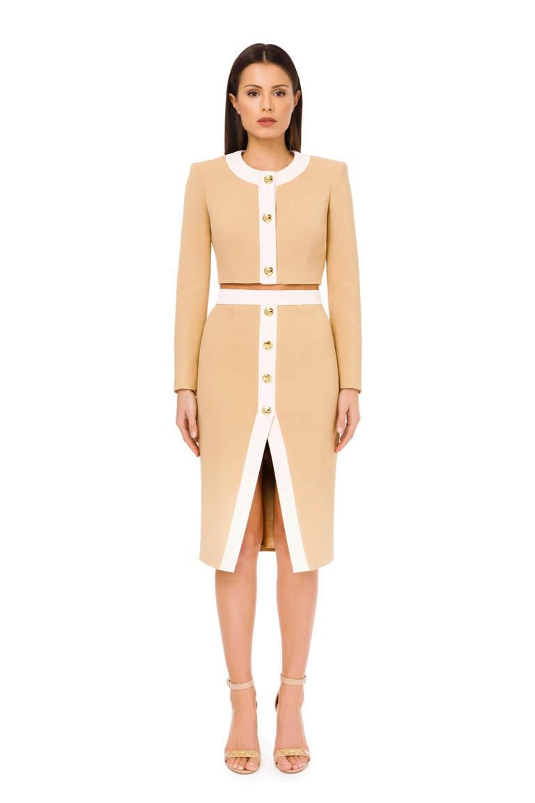 Two-tone short jacket - Coats And Jackets | Elisabetta Franchi® Outlet