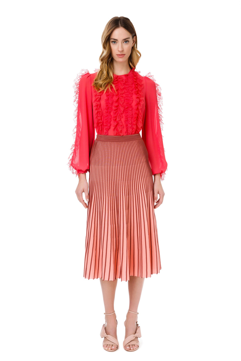 Two-tone pleated skirt - Midi Skirts | Elisabetta Franchi® Outlet