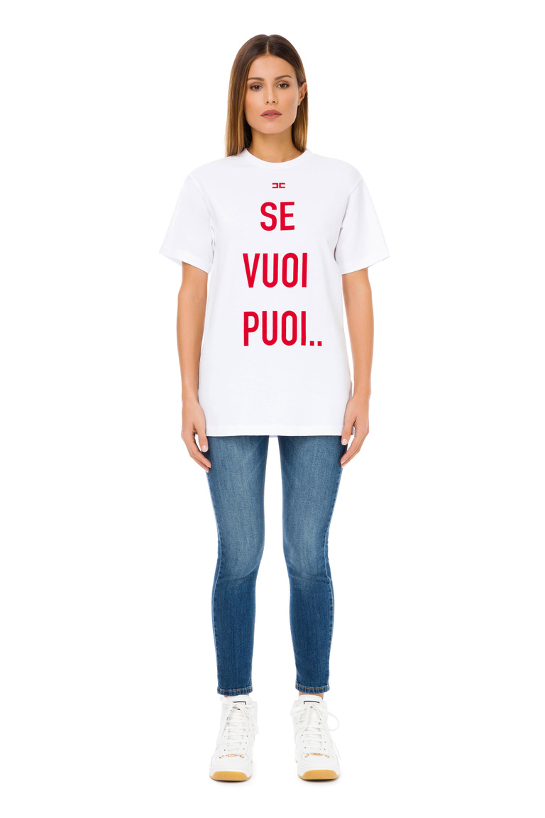 T-shirt Elisabetta Franchi "Se vuoi puoi" - T-shirts | Elisabetta Franchi® Outlet