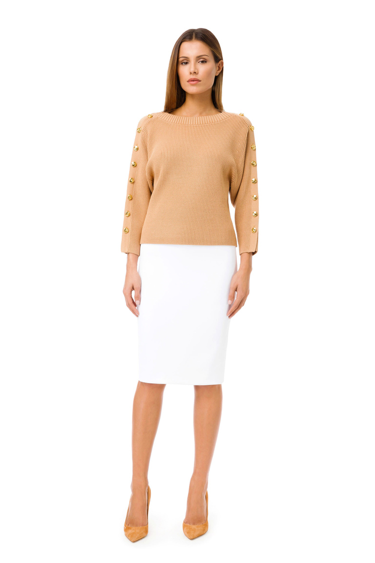 Pullover mit 3/4-Ärmeln mit goldfarbenen Knöpfen - Knitwear | Elisabetta Franchi® Outlet