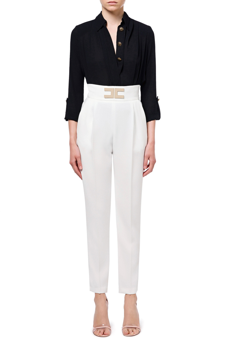 Trousers with logoed waistband - Skinny Trousers | Elisabetta Franchi® Outlet