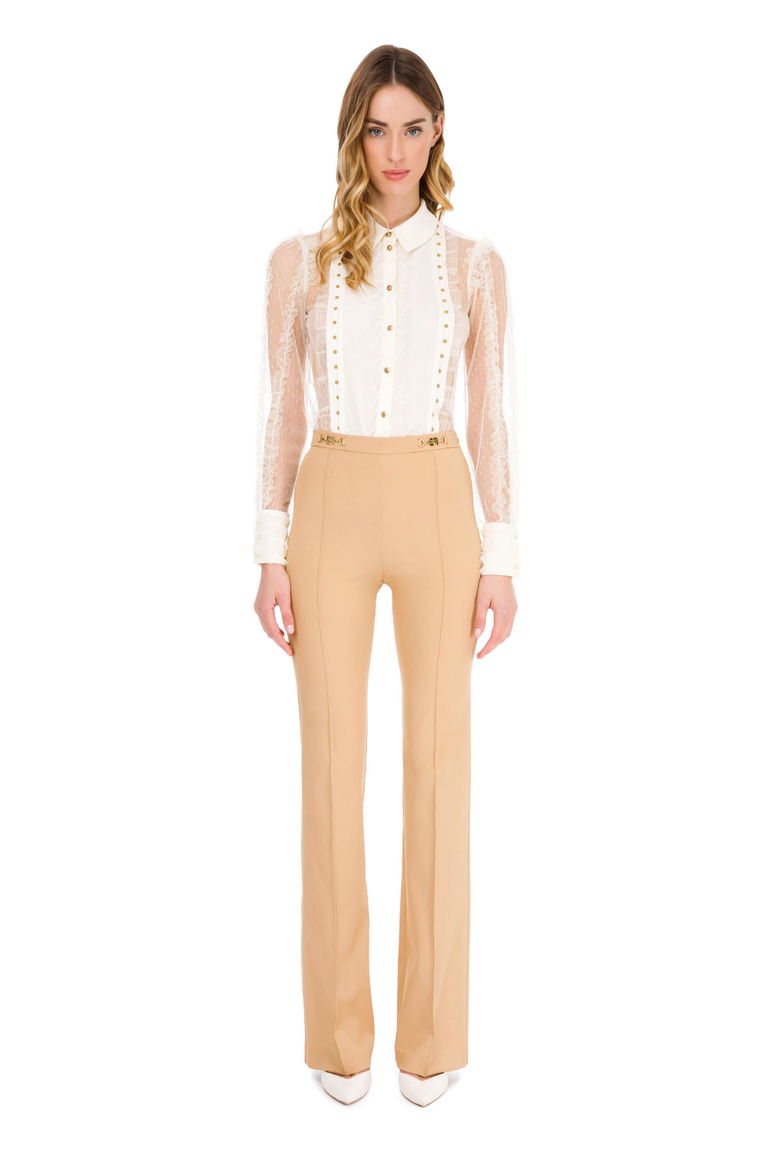 Ottoman trousers with clasps - Baggy Trousers | Elisabetta Franchi® Outlet