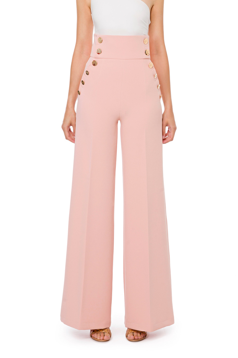 Palazzo trousers with gold buttons - Baggy Trousers | Elisabetta Franchi® Outlet