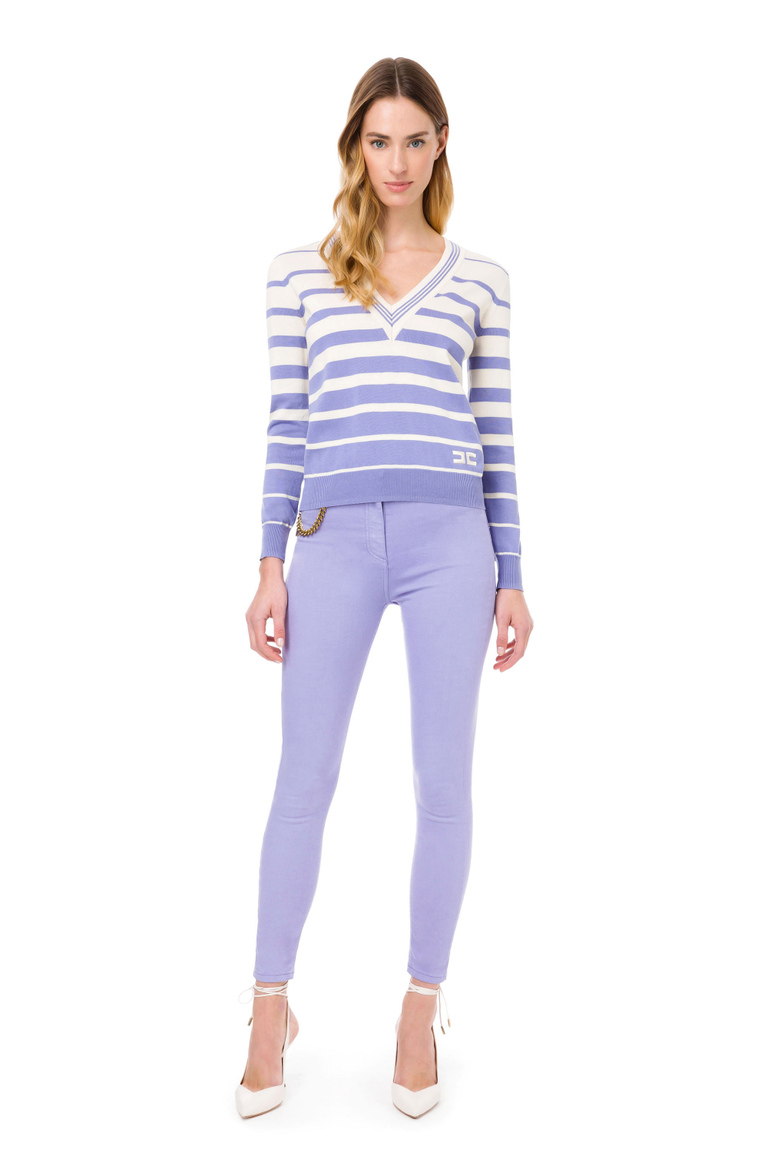Super skinny denim trousers with charm - Denim | Elisabetta Franchi® Outlet