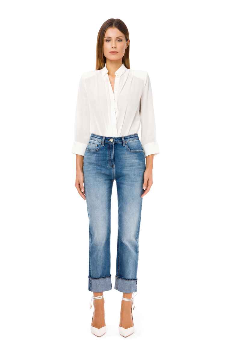 Regular mom fit jeans - Denim | Elisabetta Franchi® Outlet