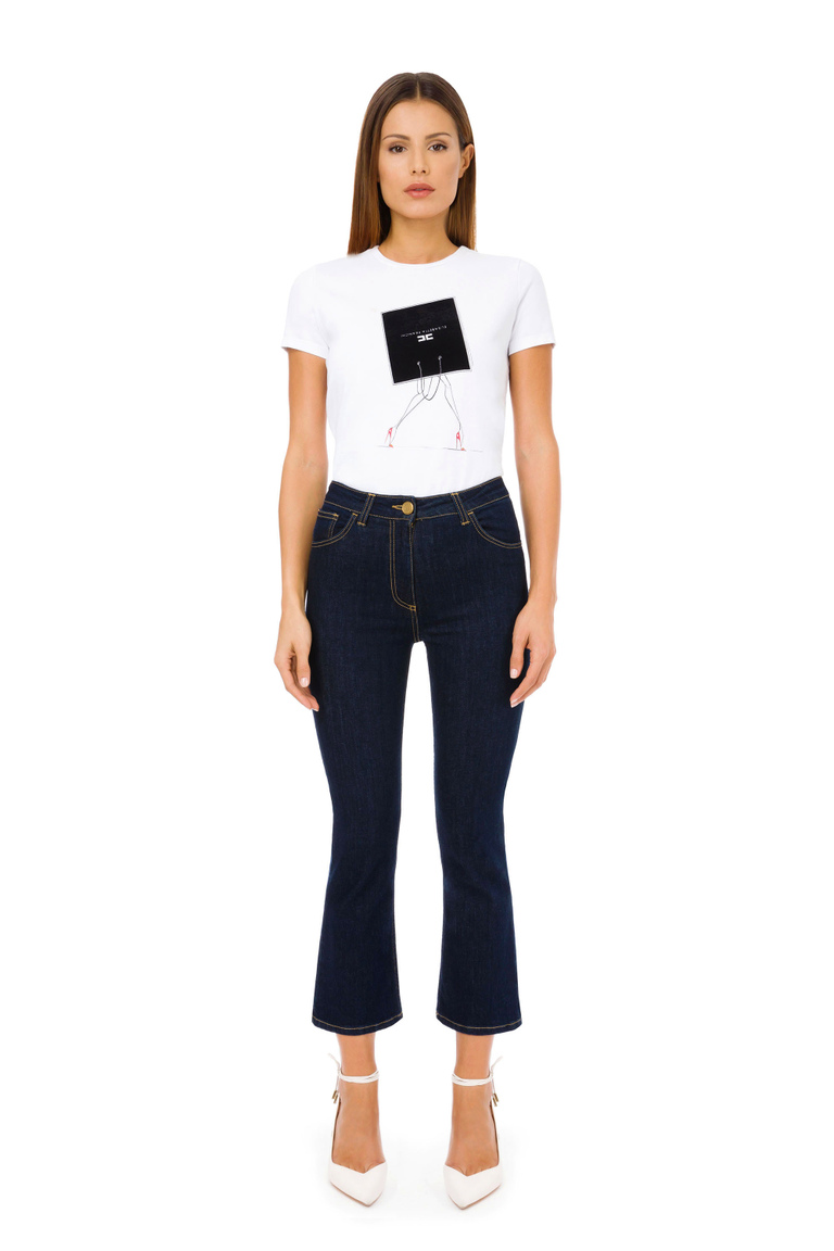Small bell-bottom jeans by Elisabetta Franchi - Regular Jeans | Elisabetta Franchi® Outlet