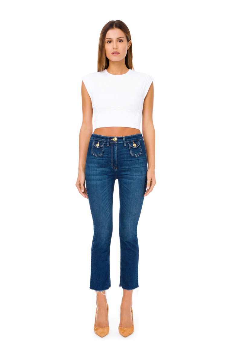 Mini flare jeans by Elisabetta Franchi - High Waist Jeans | Elisabetta Franchi® Outlet