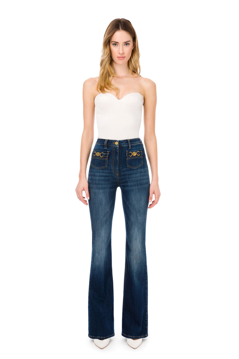 Jeans mit Schlagbein Elisabetta Franchi - Denim | Elisabetta Franchi® Outlet
