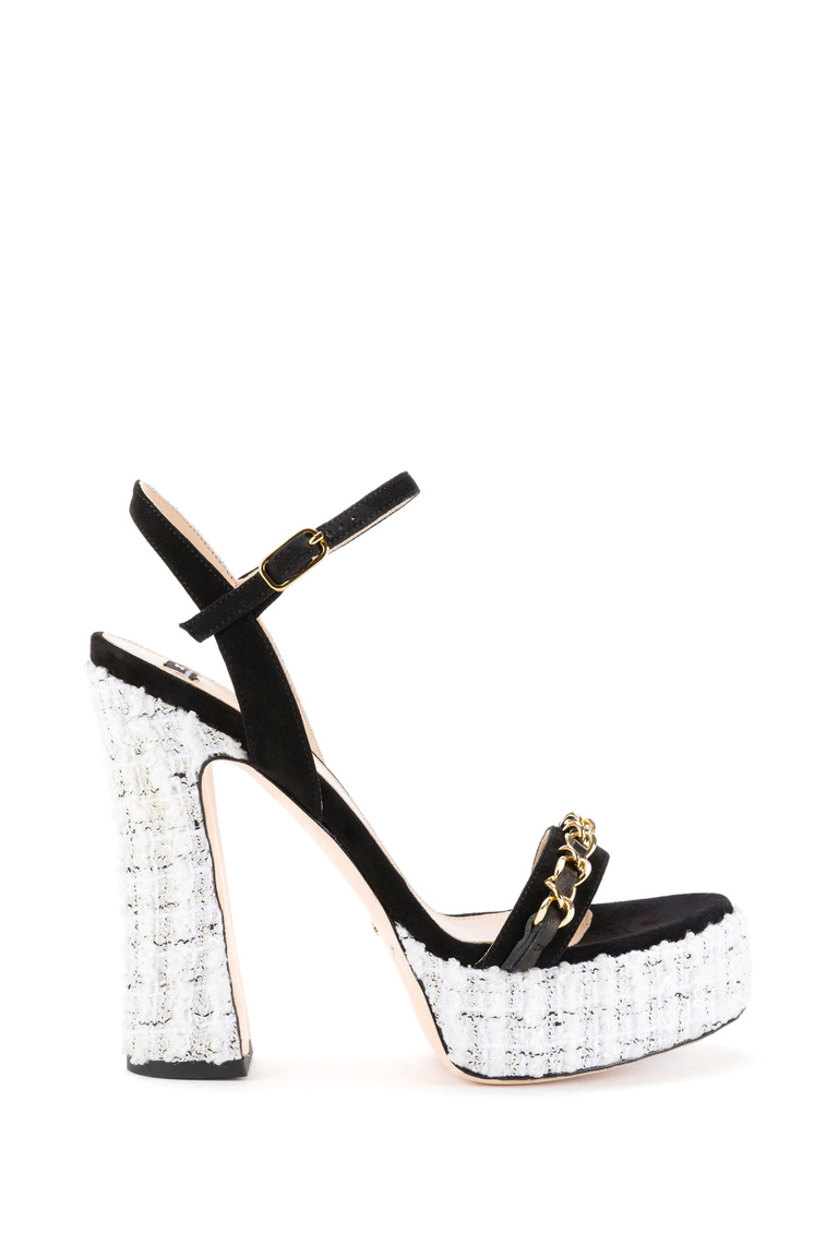 Flatform-Sandale aus Bouclé von Elisabetta Franchi - Shoes | Elisabetta Franchi® Outlet