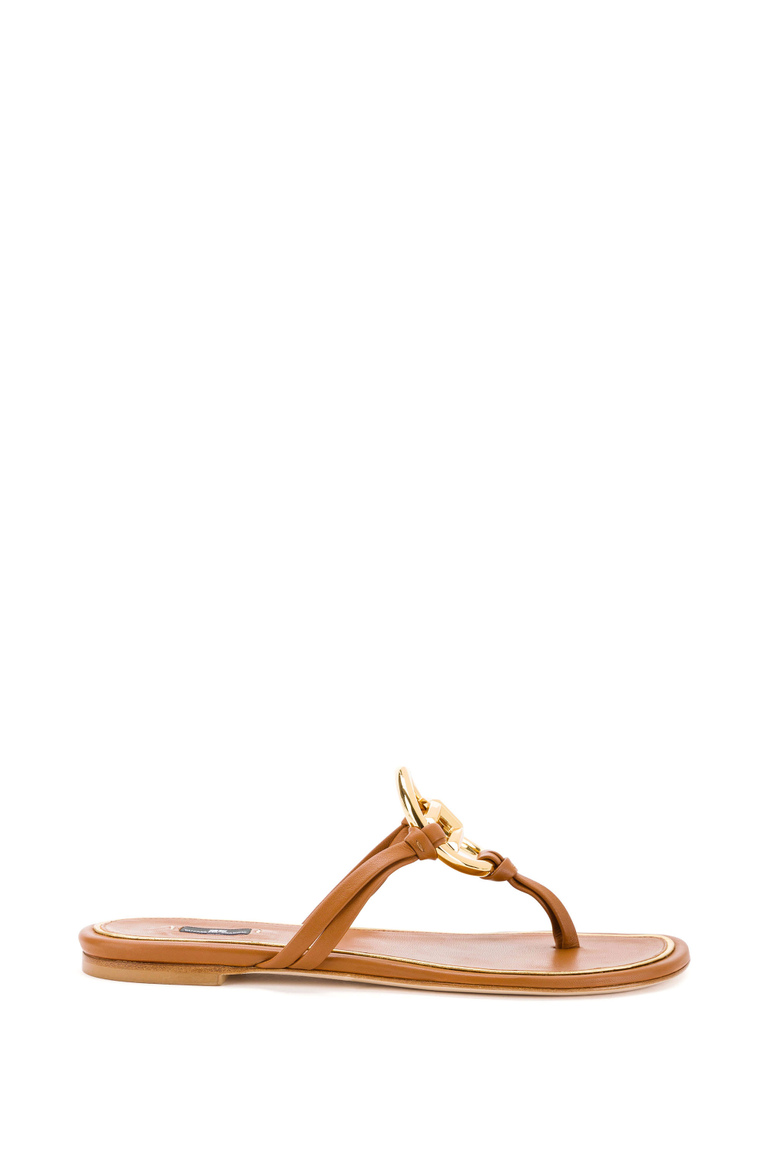 Infradito flat con logo light gold - Shoes | Elisabetta Franchi® Outlet
