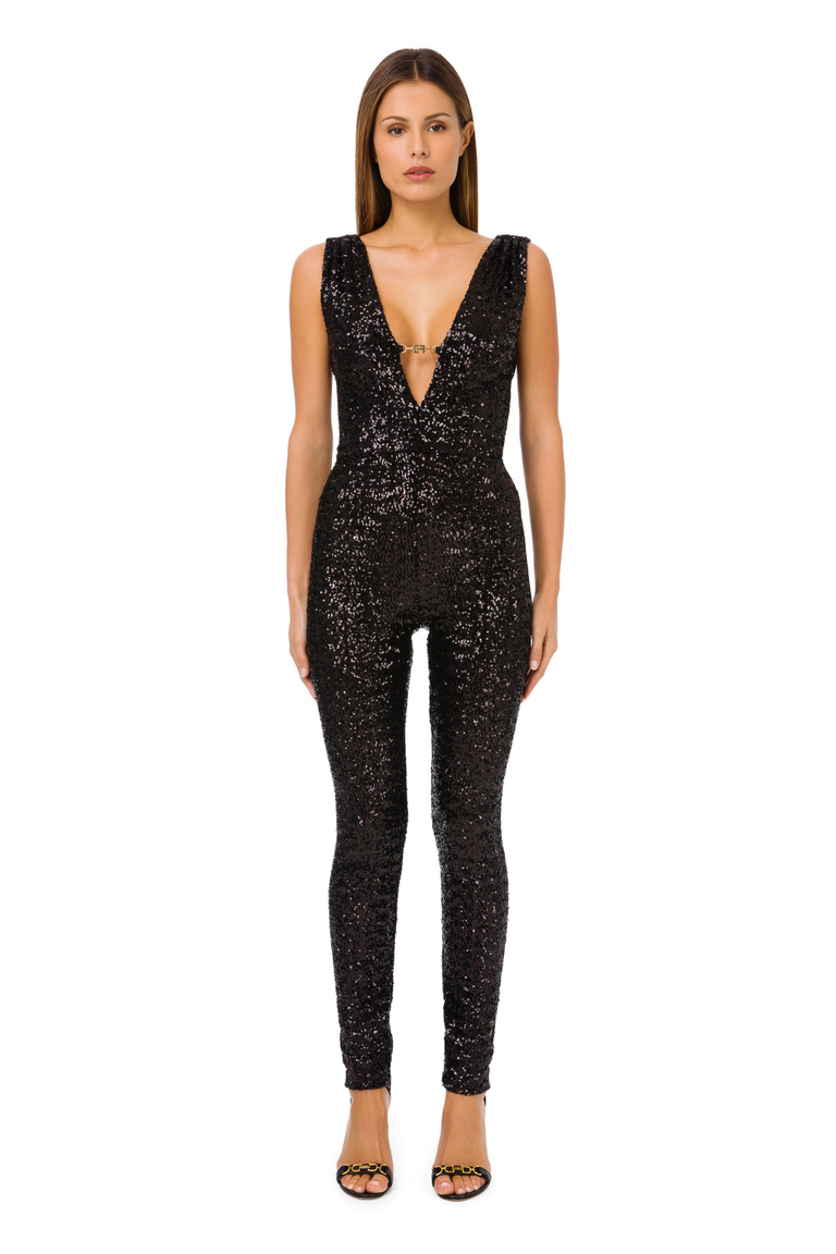 Elisabetta Franchi fully sequinned one-piece jumpsuit - Jumpsuits | Elisabetta Franchi® Outlet
