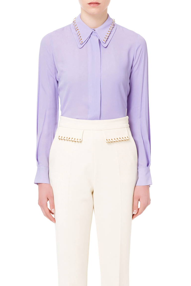 Blouse with piercing detail - Shirts | Elisabetta Franchi® Outlet