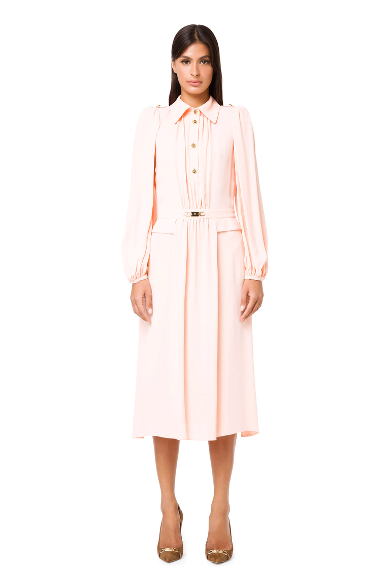 Shirt-dress with puff sleeves - Midi Dress | Elisabetta Franchi® Outlet