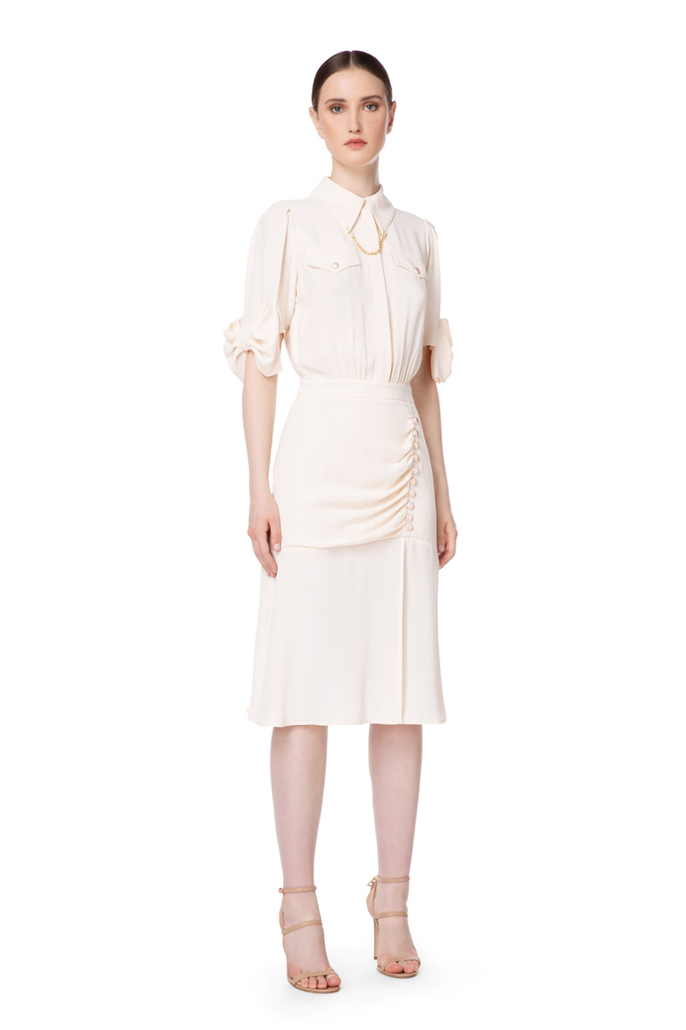 Georgette dress with pearls and rhinestones - Midi Dress | Elisabetta Franchi® Outlet