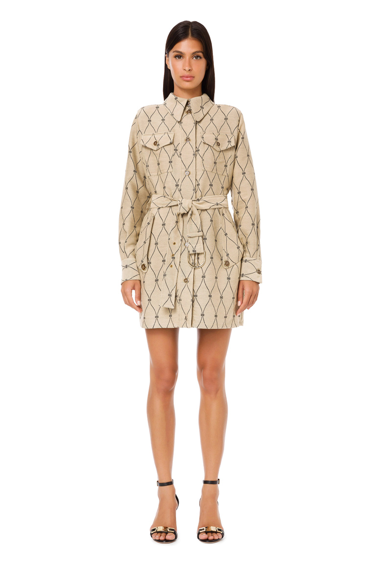Elisabetta Franchi knotted mini shirt dress - Preview new collection | Elisabetta Franchi® Outlet