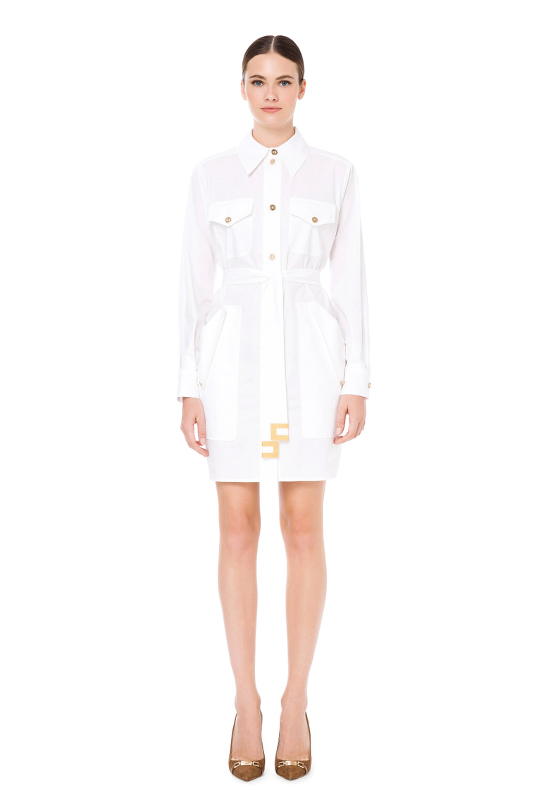 Elisabetta Franchi short dress with logo-emblazoned sash - New Arrivals | Elisabetta Franchi® Outlet