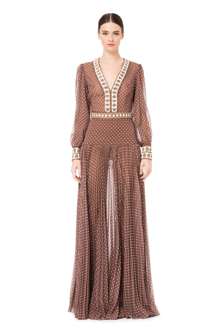 Red Carpet dress with polka dots and neckline - Dresses | Elisabetta Franchi® Outlet