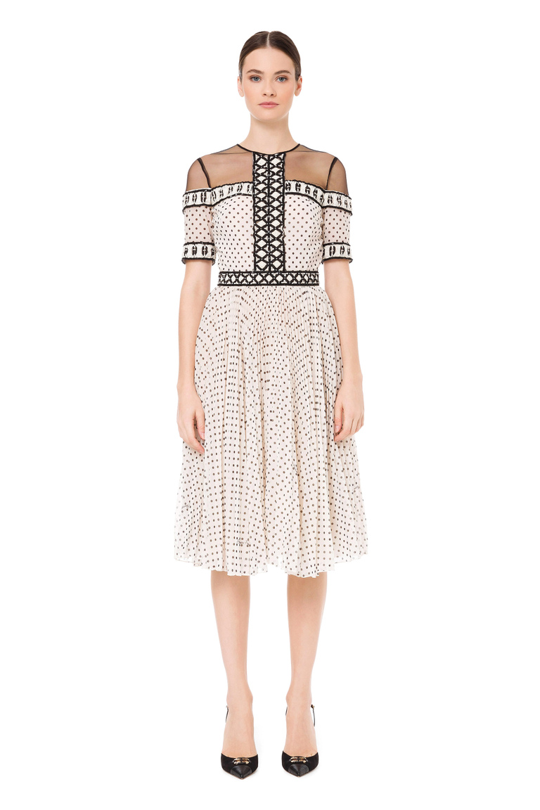 Dress embroidered with ethnic lozenge pattern - Midi Dress | Elisabetta Franchi® Outlet
