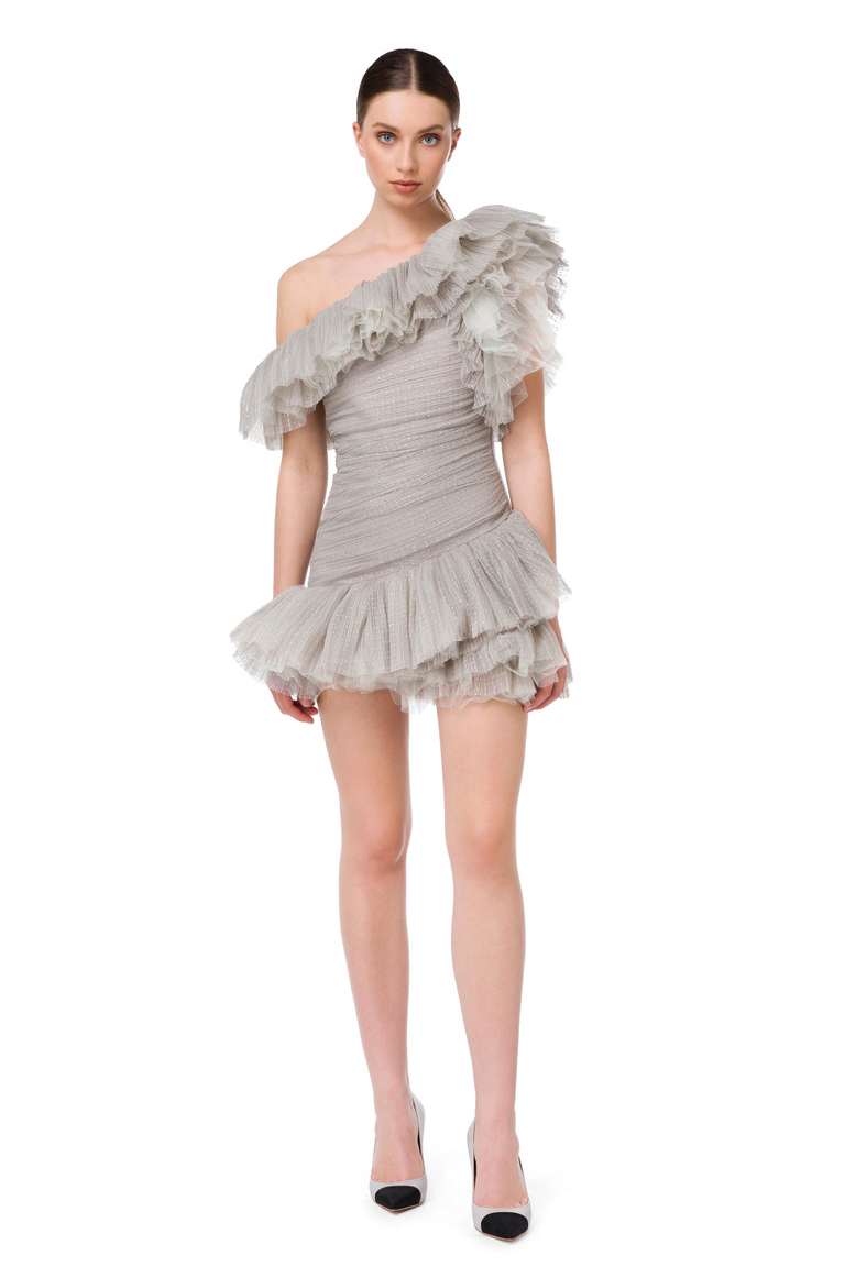 Short gathered tulle dress - Dresses | Elisabetta Franchi® Outlet