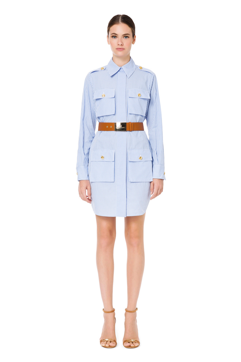 Maxi camisa vichy con cinturón Elisabetta Franchi - Vestidos mini | Elisabetta Franchi® Outlet