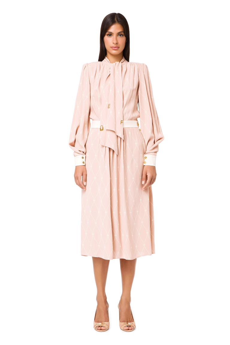 Shirt dress with scarf collar - Midi Dress | Elisabetta Franchi® Outlet