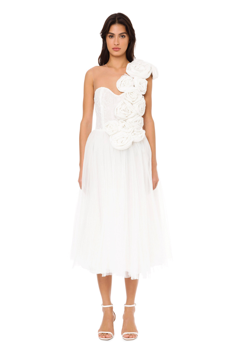Midi dress with burnout roses - Midi Dress | Elisabetta Franchi® Outlet
