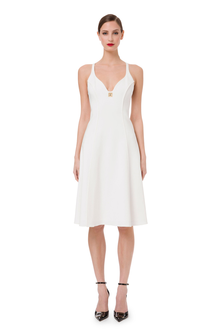 Midi dress in crêpe fabric, crossed at the back - Midi Dress | Elisabetta Franchi® Outlet
